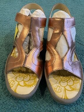 Fly London  Metallic Rose Gold Sandals